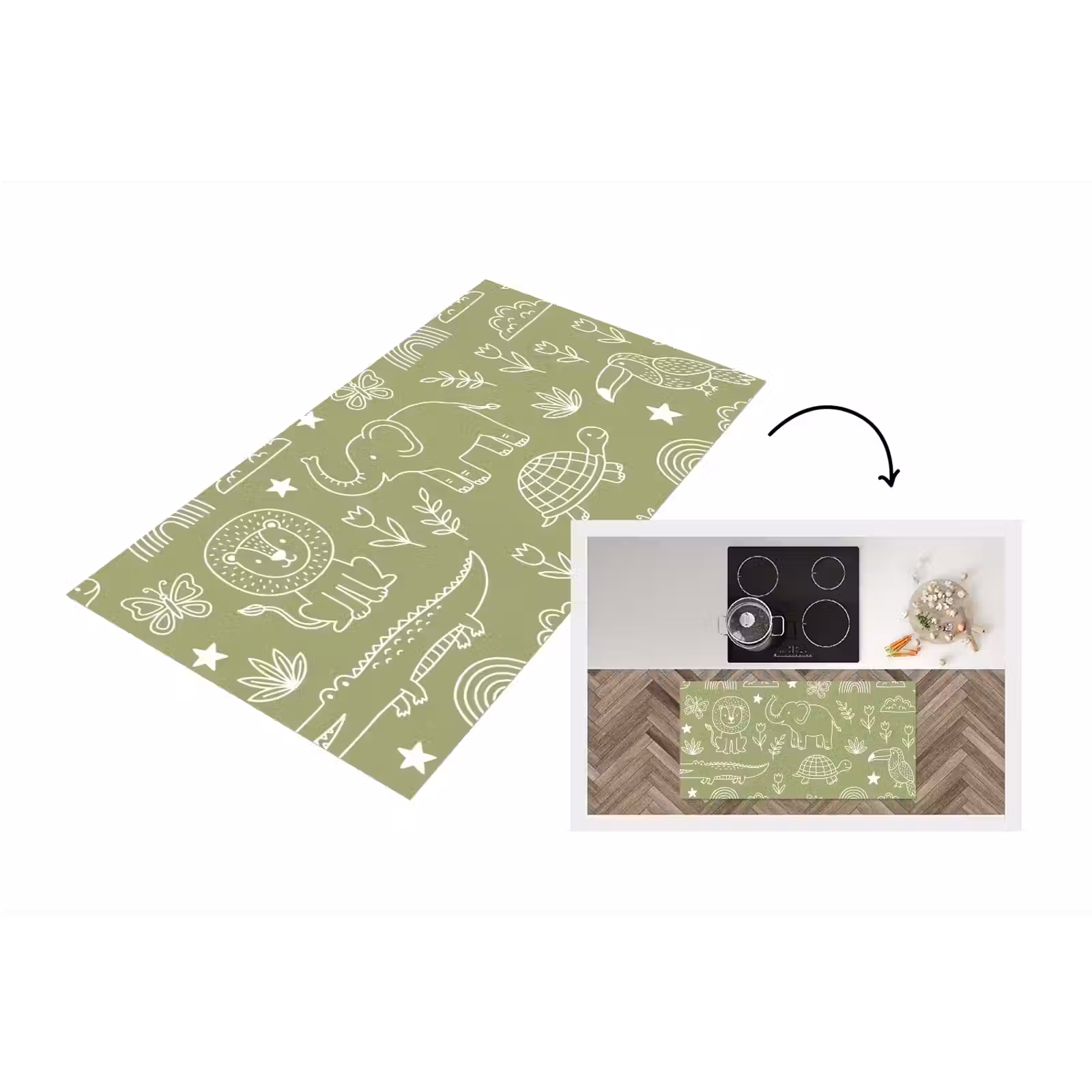 Keukenloper - Dieren - Patroon - Illustratie - Natuur - Groen — 1