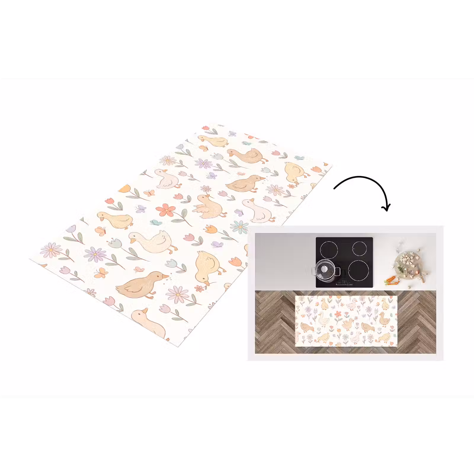 Keukenloper - Vogel - Bloemen - Patroon - Pastel - Dieren — 1