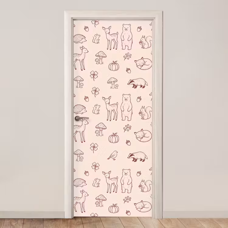 Deursticker - Dieren - Bos - Natuur - Schets - Patroon — 1