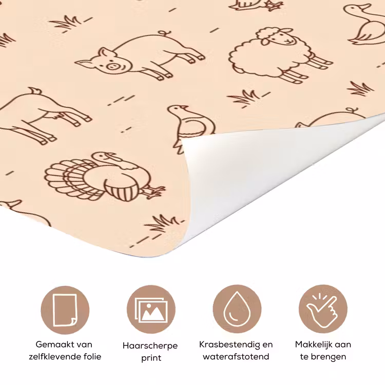 Deursticker - Dieren - Patroon - Boerderij - Minimalistisch - Beige — 3