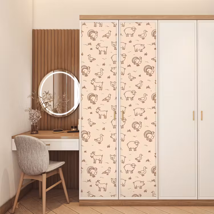 Deursticker - Dieren - Patroon - Boerderij - Minimalistisch - Beige — 5