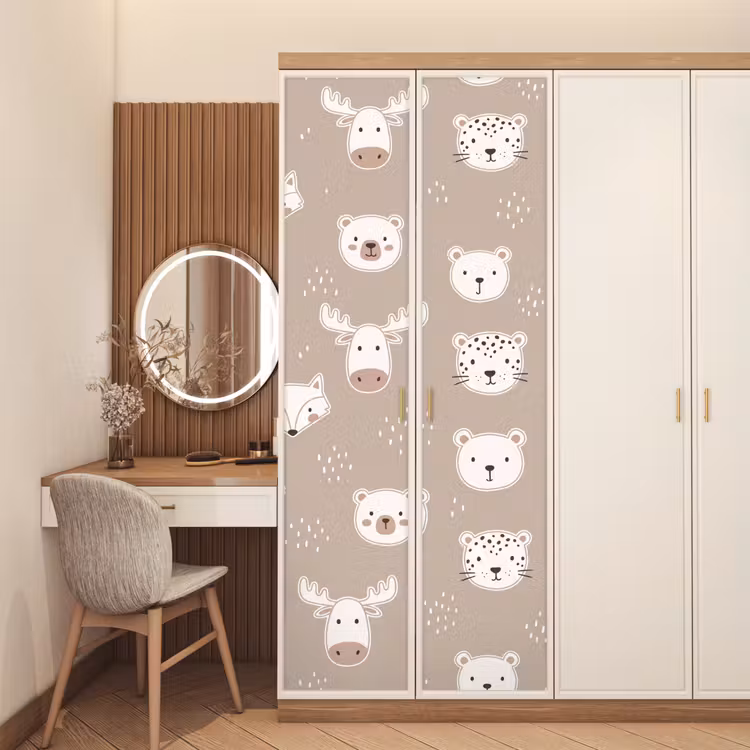 Deursticker - Dieren - Patroon - Illustratie - Modern - Beige — 5