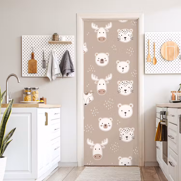 Deursticker - Dieren - Patroon - Illustratie - Modern - Beige — 7