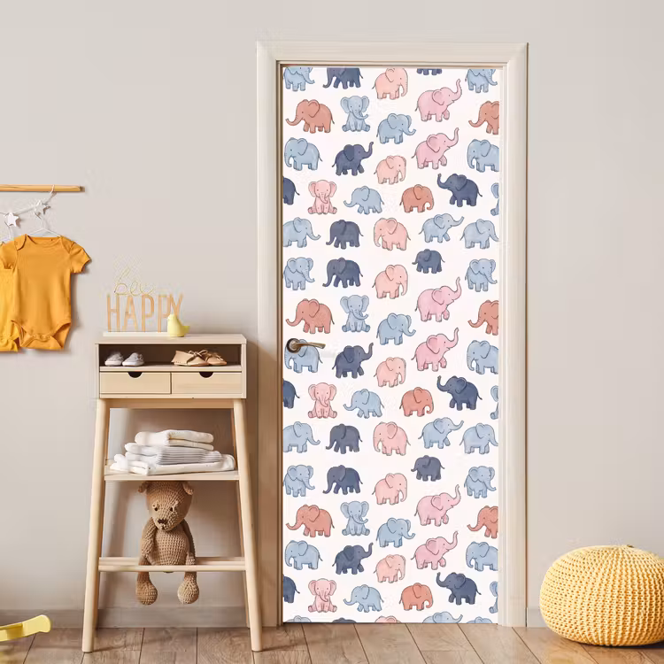 Deursticker - Dieren - Patroon - Kinderkamer - Pastel - Speels — 6