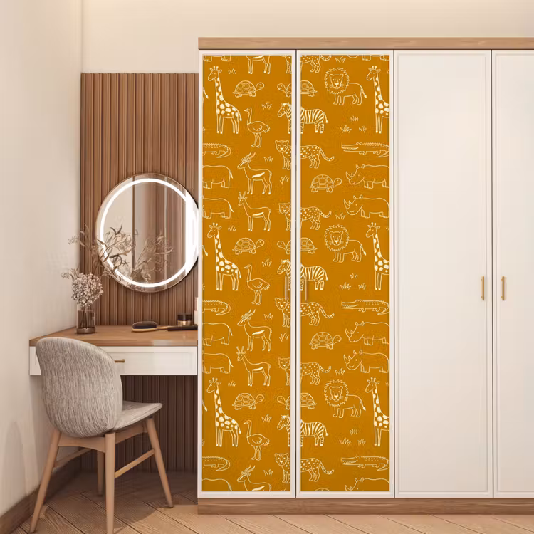 Deursticker - Dieren - Safari - Patroon - Kinderlijk - Oker — 5