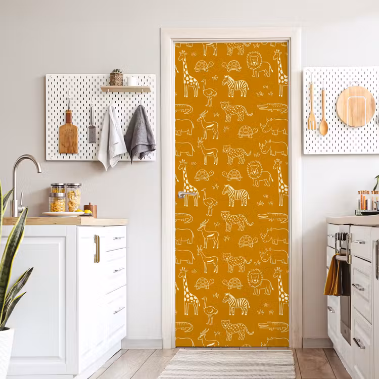 Deursticker - Dieren - Safari - Patroon - Kinderlijk - Oker — 7