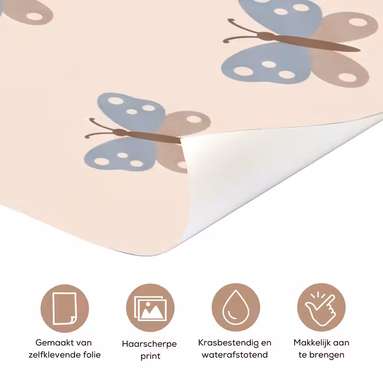 Deursticker - Insect - Vlinderpatroon - Abstract - Blauw - Beige — 3