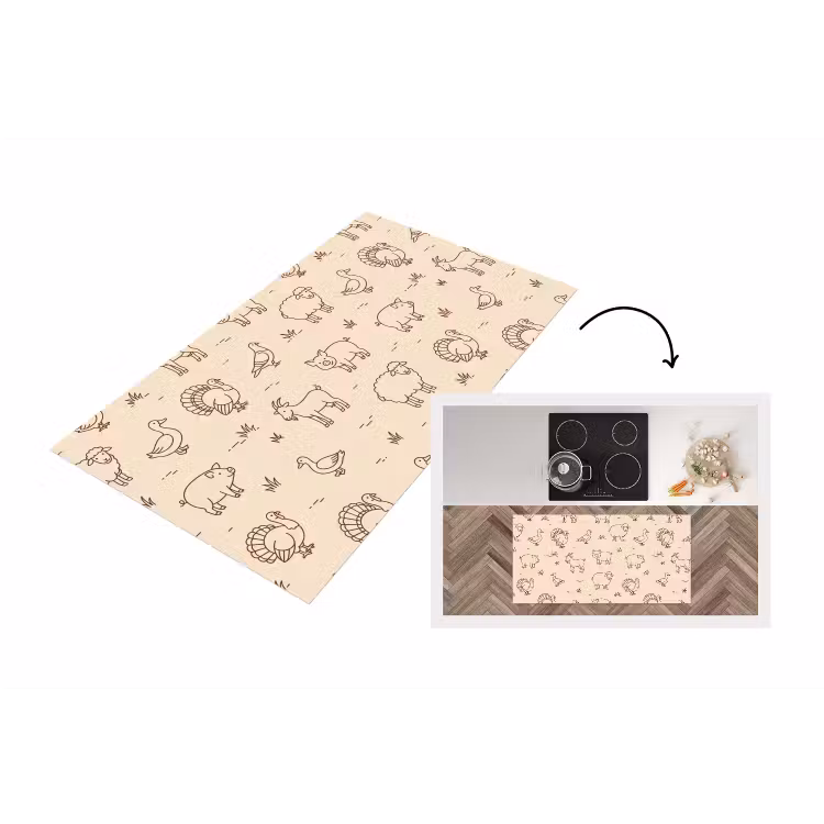 Keukenloper - Dieren - Patroon - Boerderij - Minimalistisch - Beige — 1