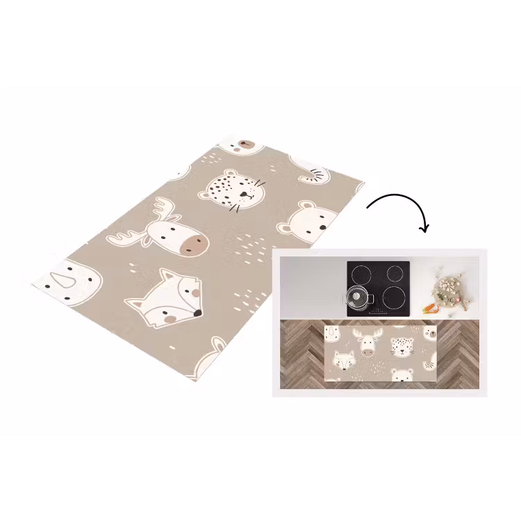 Keukenloper - Dieren - Patroon - Illustratie - Modern - Beige — 1