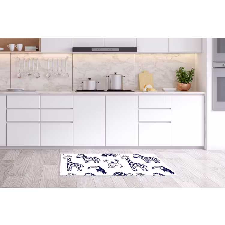 Keukenloper - Dieren - Patroon - Kinderkamer - Grafisch - Wit-Blauw — 3
