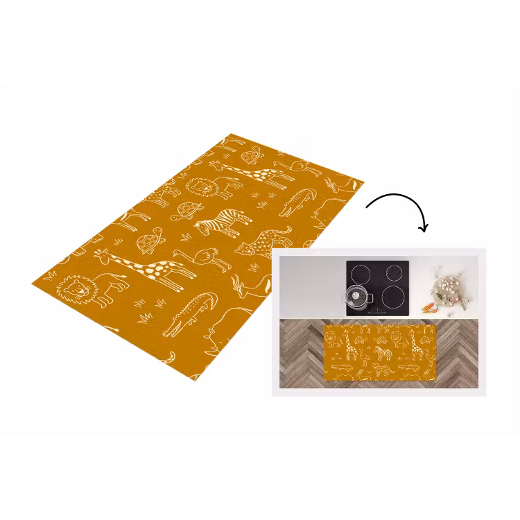 Keukenloper - Dieren - Safari - Patroon - Kinderlijk - Oker — 1