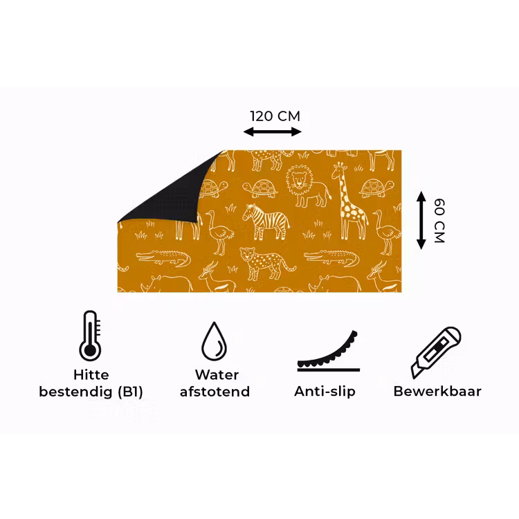 Keukenloper - Dieren - Safari - Patroon - Kinderlijk - Oker — 5