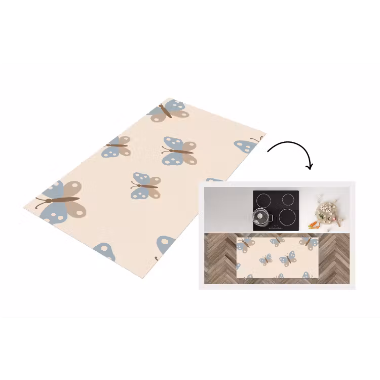 Keukenloper - Insect - Vlinderpatroon - Abstract - Blauw - Beige — 1