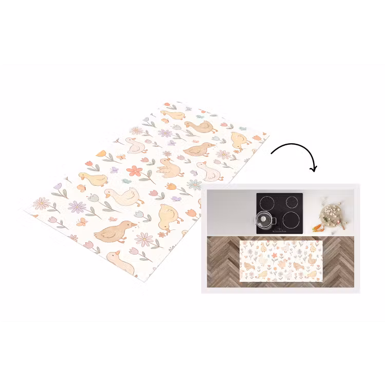 Keukenloper - Vogel - Bloemen - Patroon - Pastel - Dieren — 1