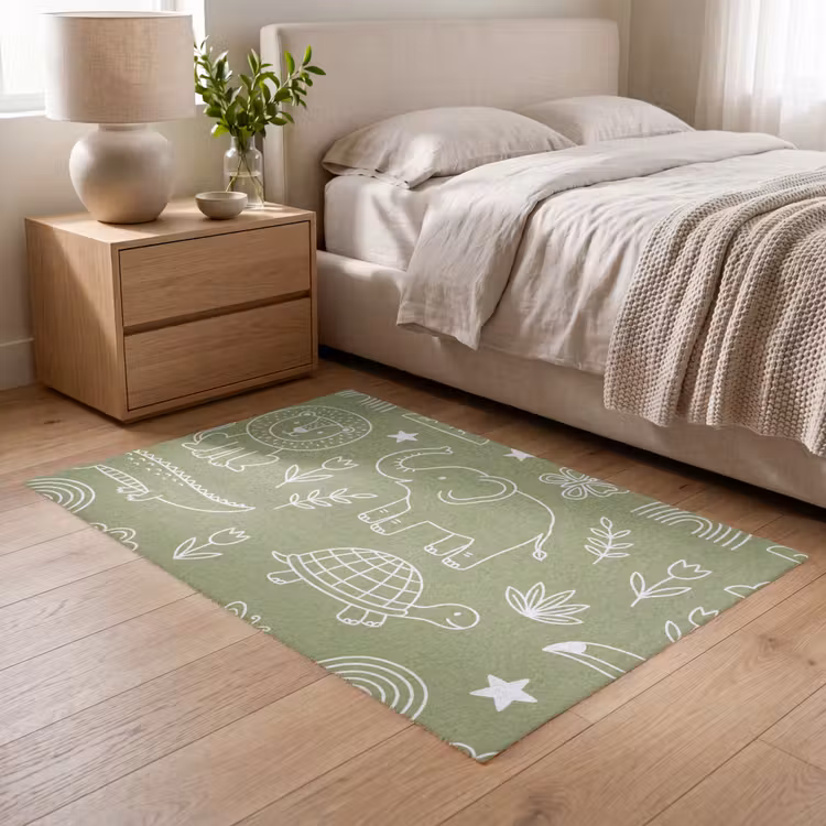 Vloerkleed - Dieren - Patroon - Illustratie - Natuur - Groen — 5