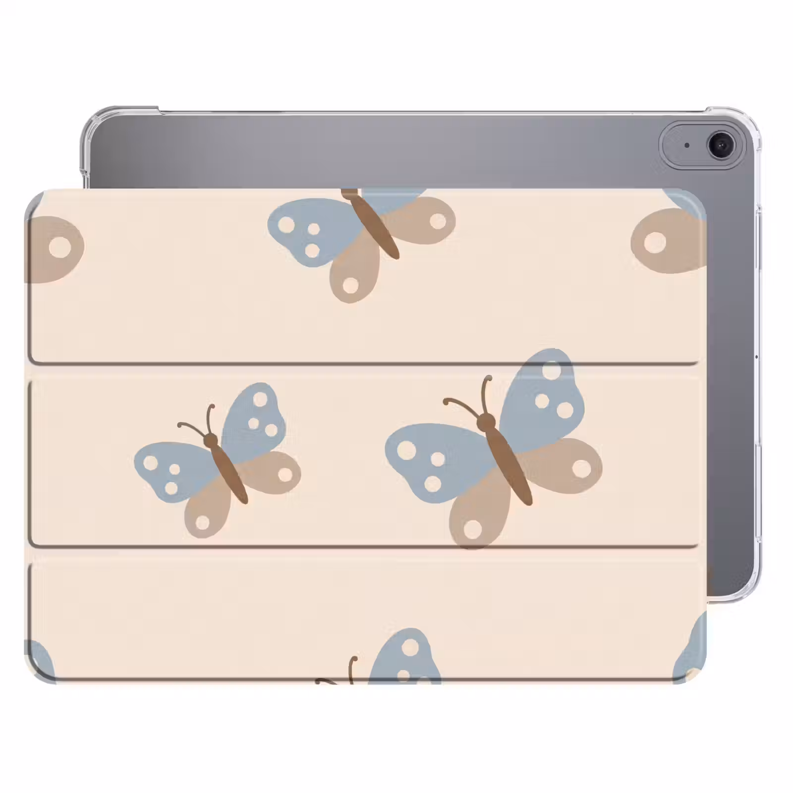iPad hoes - Insect - Vlinderpatroon - Abstract - Blauw - Beige — 1