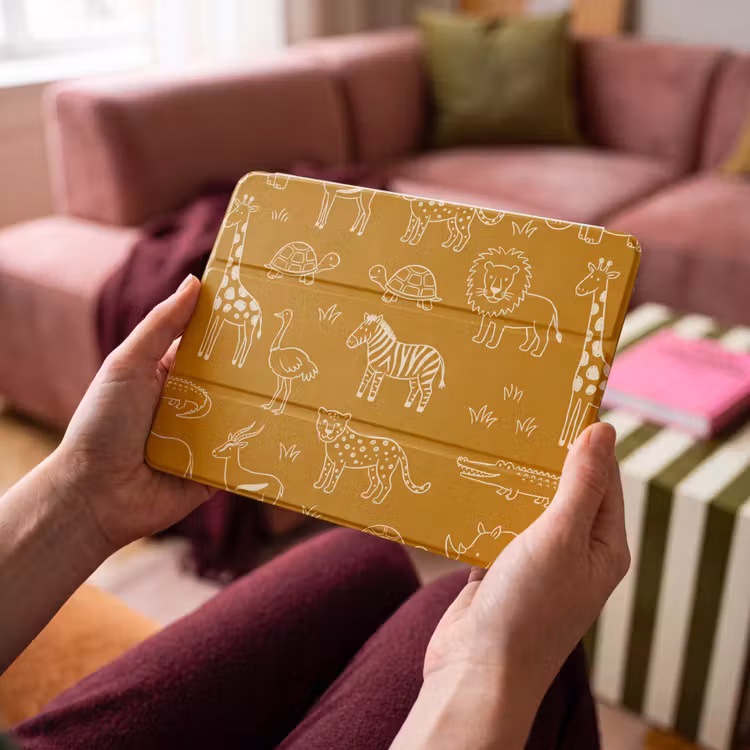 iPad hoes - Dieren - Safari - Patroon - Kinderlijk - Oker — 4