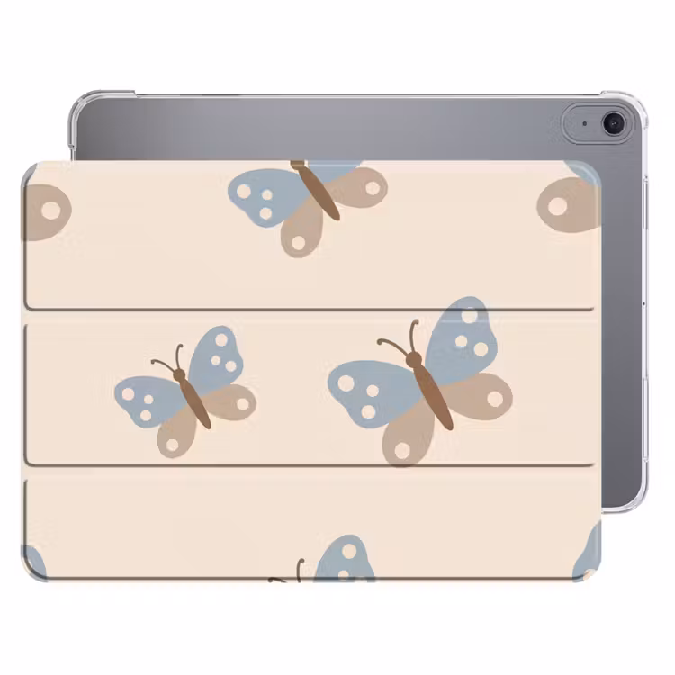 iPad hoes - Insect - Vlinderpatroon - Abstract - Blauw - Beige — 1