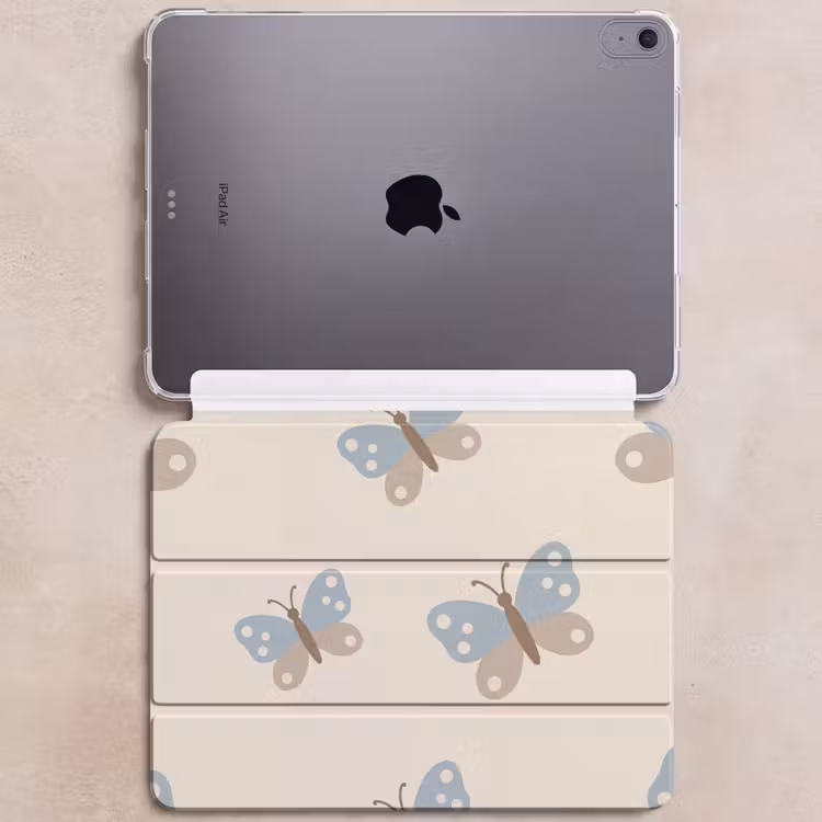 iPad hoes - Insect - Vlinderpatroon - Abstract - Blauw - Beige — 6