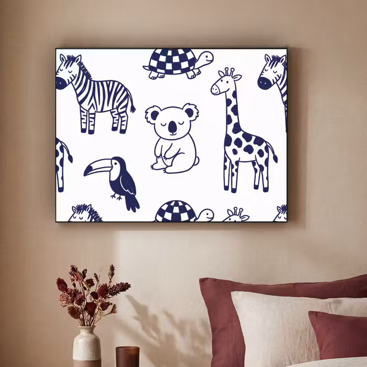 Art Frame - Dieren - Patroon - Kinderkamer - Grafisch - Wit-Blauw — 3