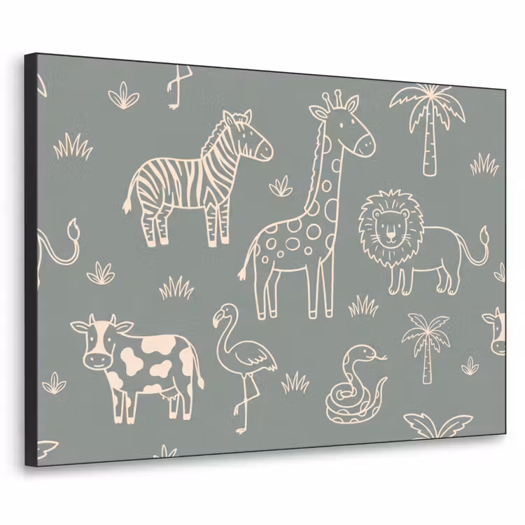 Art Frame - Dieren - Safari - Patroon - Illustratie - Groen — 1