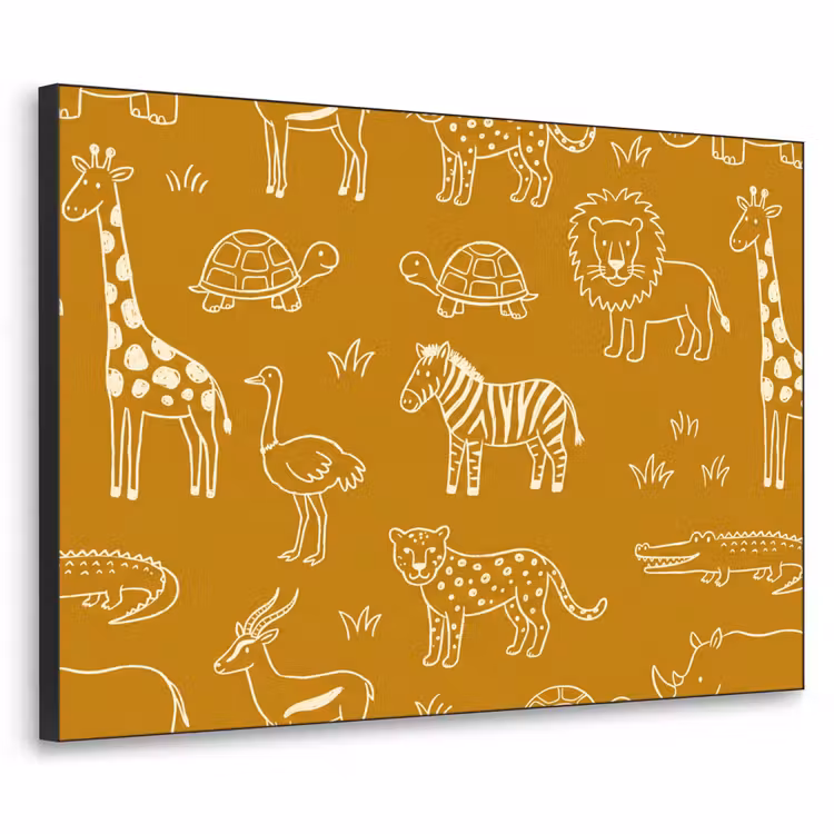 Art Frame - Dieren - Safari - Patroon - Kinderlijk - Oker — 1