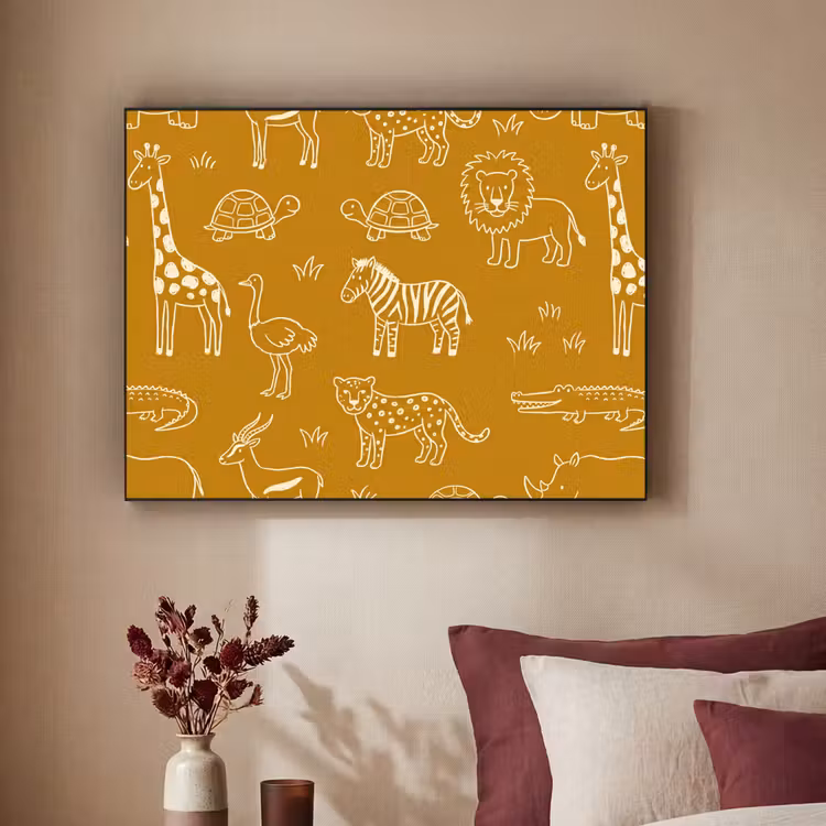 Art Frame - Dieren - Safari - Patroon - Kinderlijk - Oker — 3