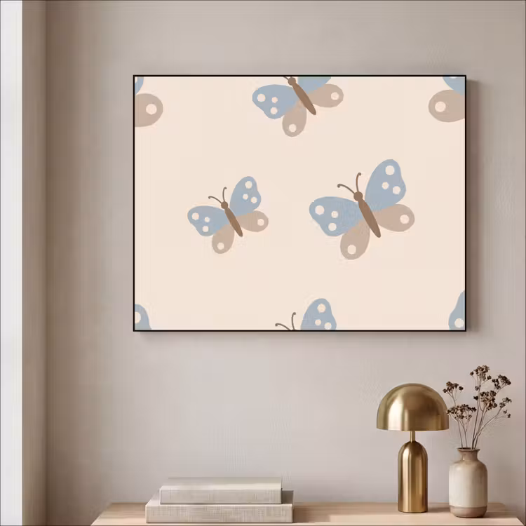 Art Frame - Insect - Vlinderpatroon - Abstract - Blauw - Beige — 5