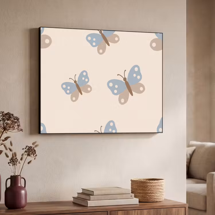Art Frame - Insect - Vlinderpatroon - Abstract - Blauw - Beige — 7