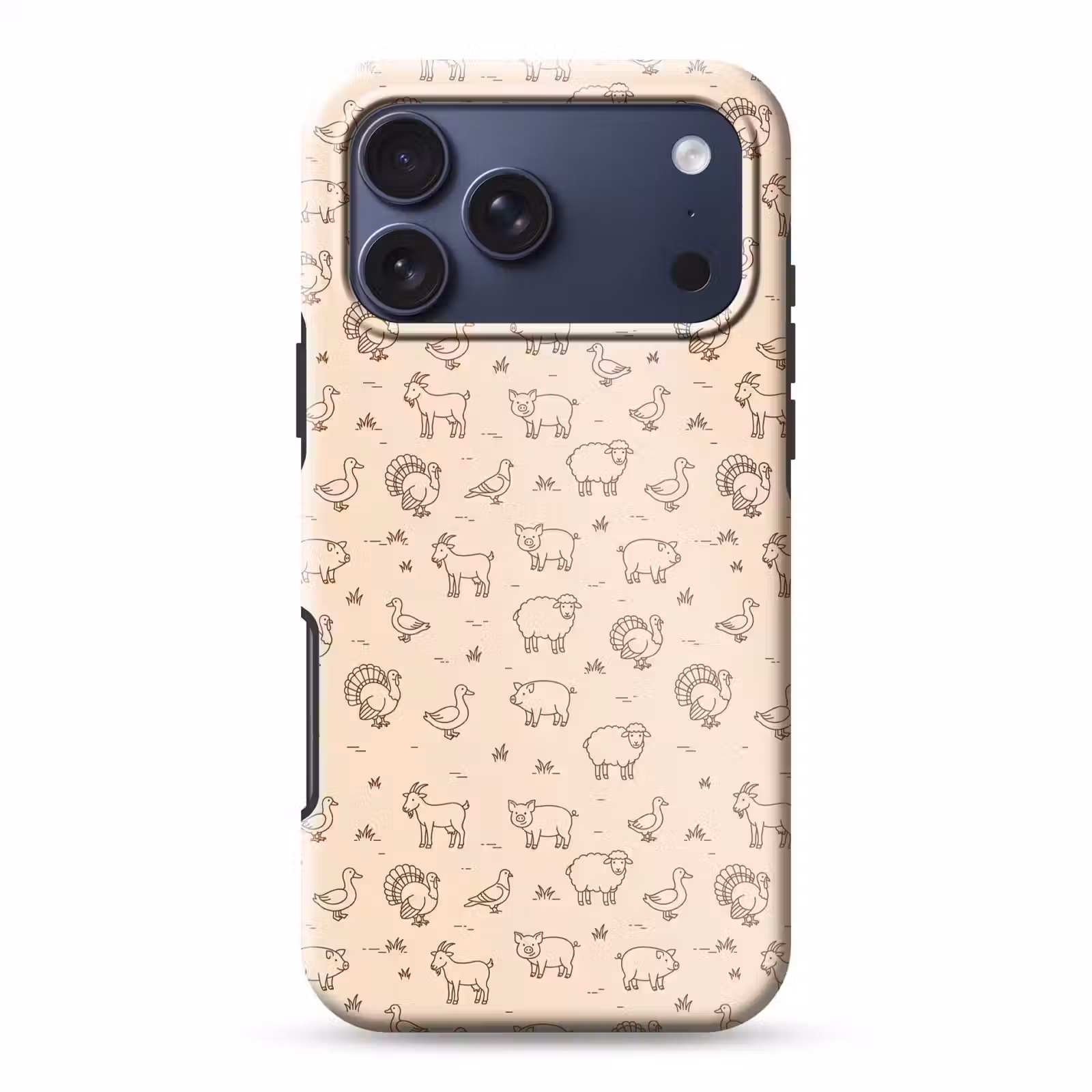 Telefoonhoesje Toughcase - Dieren - Patroon - Boerderij - Minimalistisch - Beige — 1