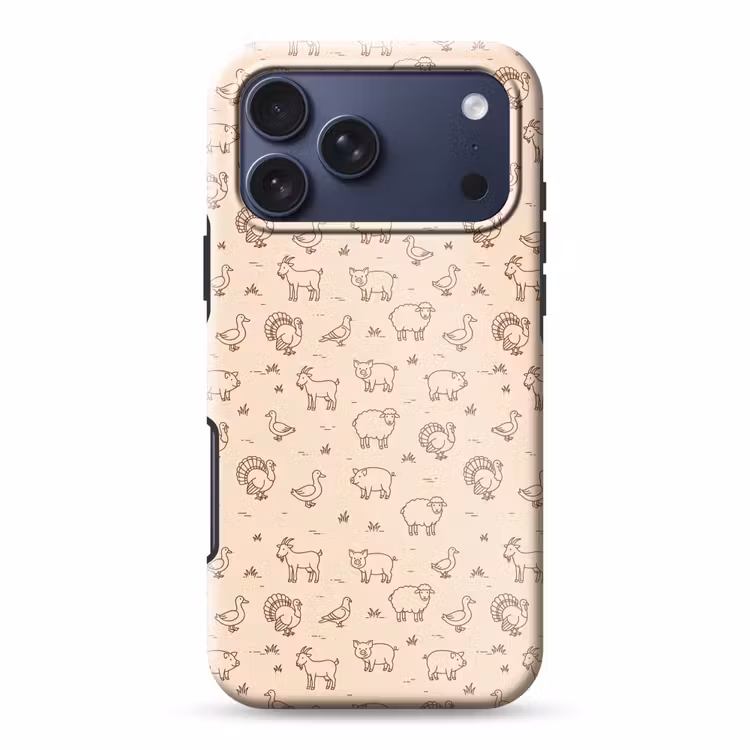 Telefoonhoesje Toughcase - Dieren - Patroon - Boerderij - Minimalistisch - Beige — 1