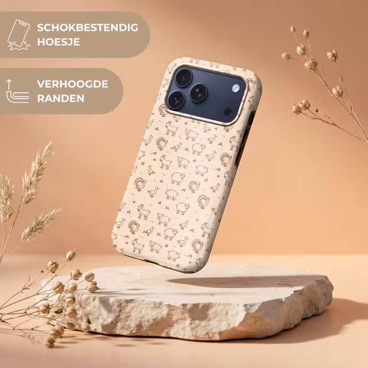 Telefoonhoesje Toughcase - Dieren - Patroon - Boerderij - Minimalistisch - Beige — 5