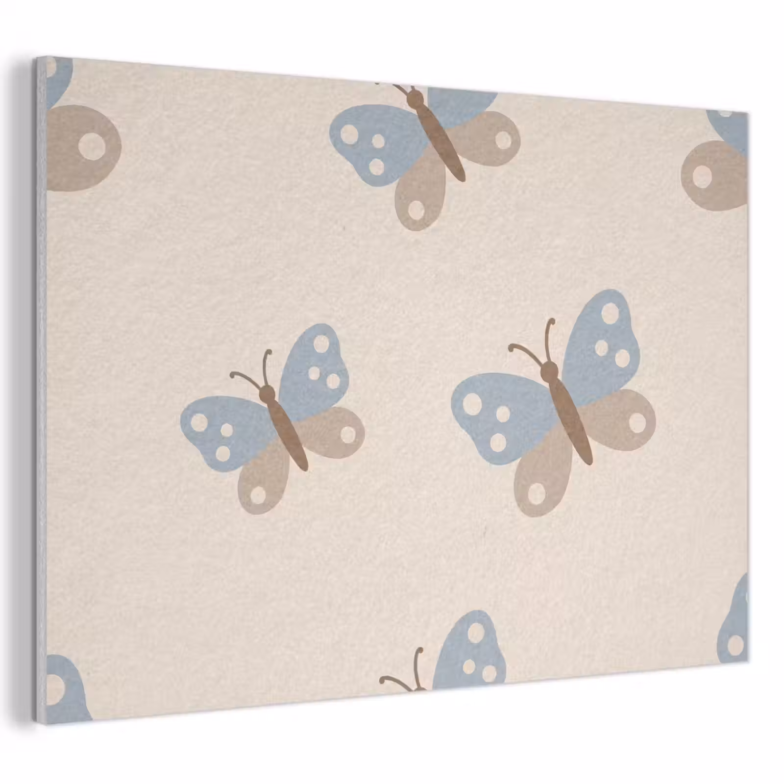 Akoestisch schilderij - Insect - Vlinderpatroon - Abstract - Blauw - Beige — 1