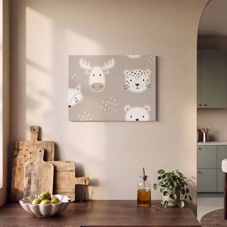 Akoestisch schilderij - Dieren - Patroon - Illustratie - Modern - Beige — 4