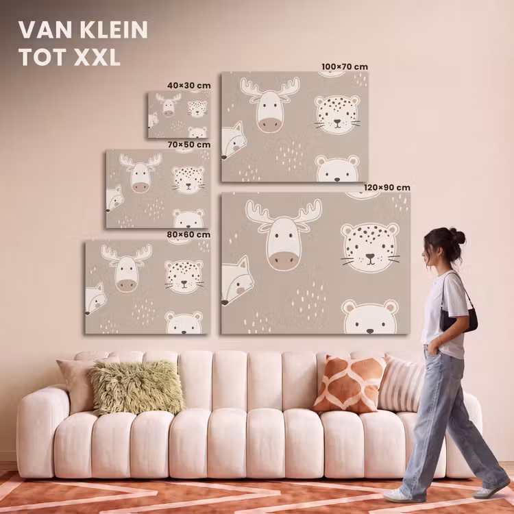 Akoestisch schilderij - Dieren - Patroon - Illustratie - Modern - Beige — 7