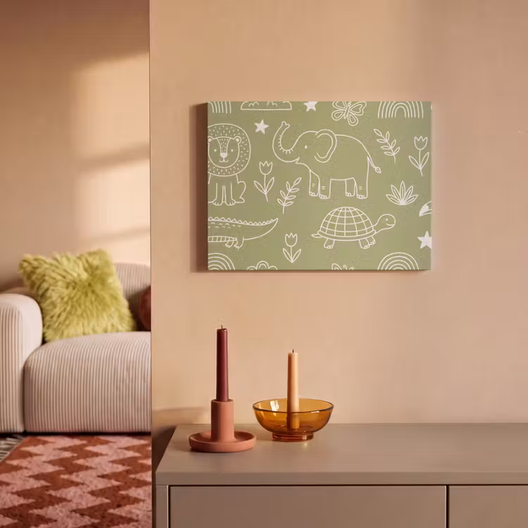 Akoestisch schilderij - Dieren - Patroon - Illustratie - Natuur - Groen — 2