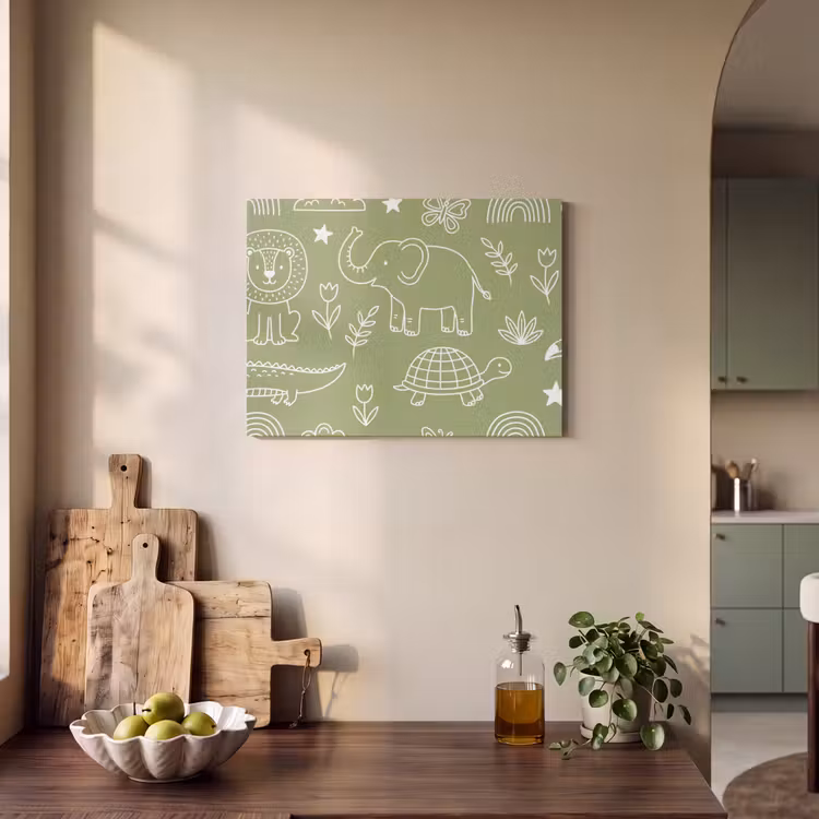 Akoestisch schilderij - Dieren - Patroon - Illustratie - Natuur - Groen — 4