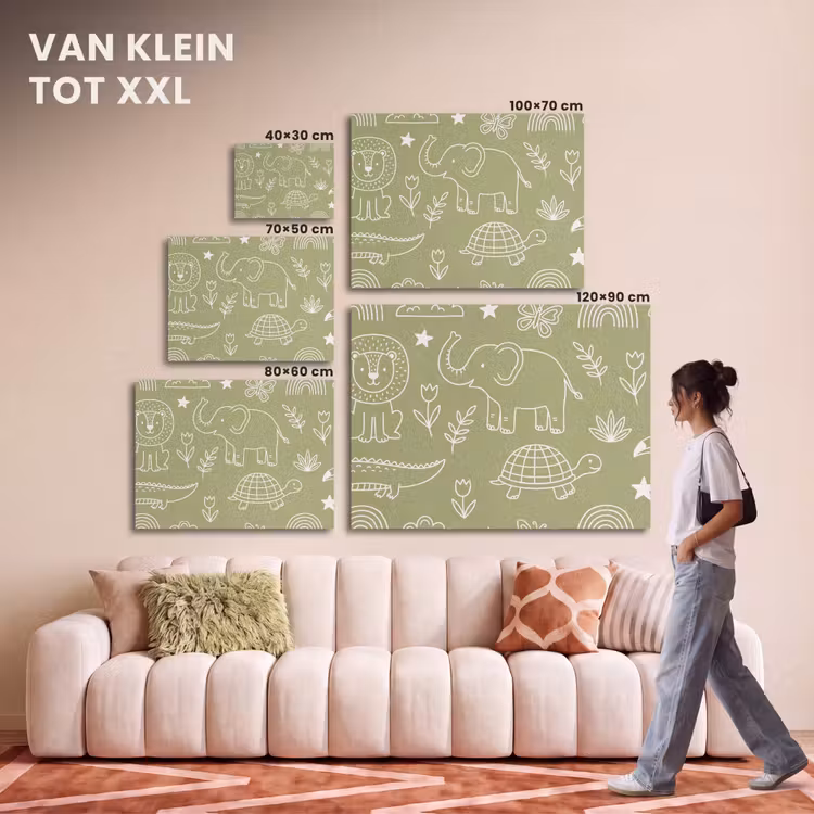 Akoestisch schilderij - Dieren - Patroon - Illustratie - Natuur - Groen — 7