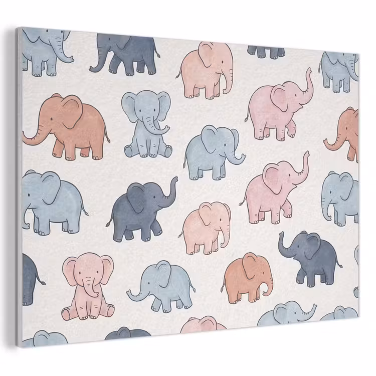 Akoestisch schilderij - Dieren - Patroon - Kinderkamer - Pastel - Speels — 1