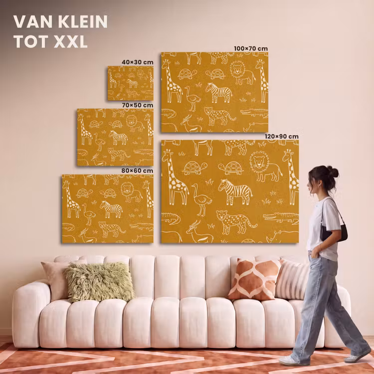 Akoestisch schilderij - Dieren - Safari - Patroon - Kinderlijk - Oker — 7