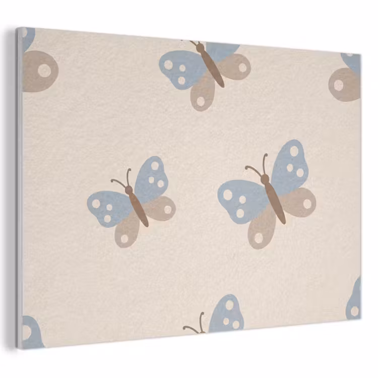 Akoestisch schilderij - Insect - Vlinderpatroon - Abstract - Blauw - Beige — 1