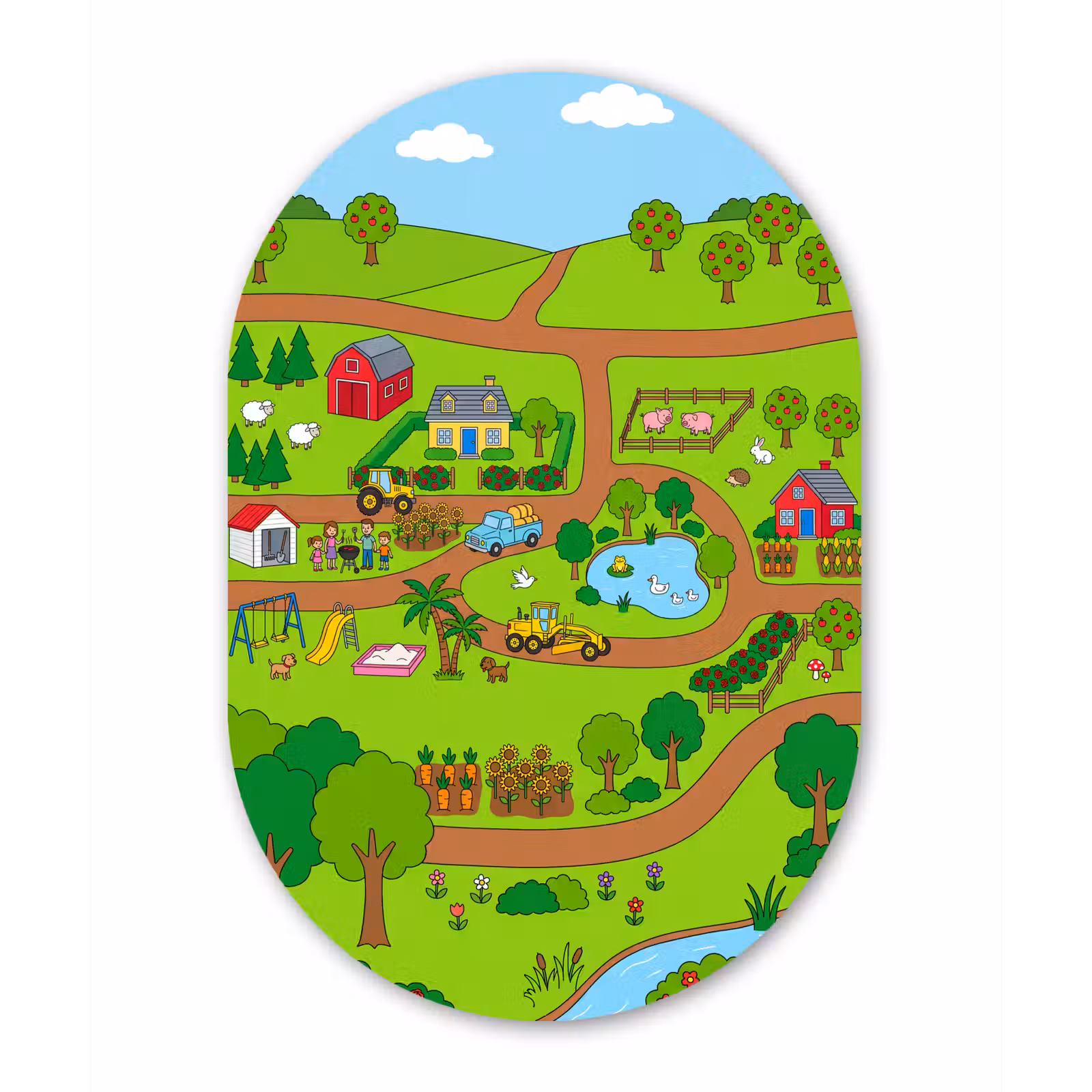 Muurovaal aluminium - Platteland - Dieren - Cartoon — 1