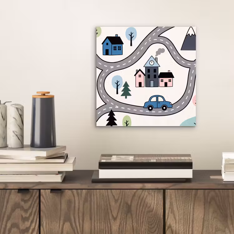 Aluminium schilderij - Kaart - Stad - Kindvriendelijk — 2