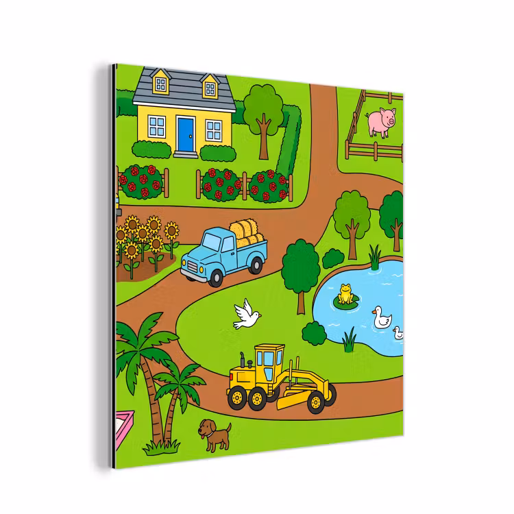 Aluminium schilderij - Platteland - Dieren - Cartoon — 1