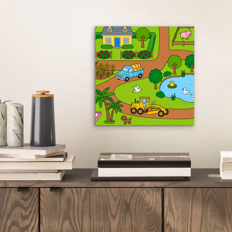 Aluminium schilderij - Platteland - Dieren - Cartoon — 2