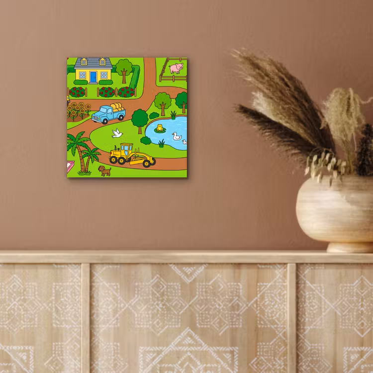 Aluminium schilderij - Platteland - Dieren - Cartoon — 5