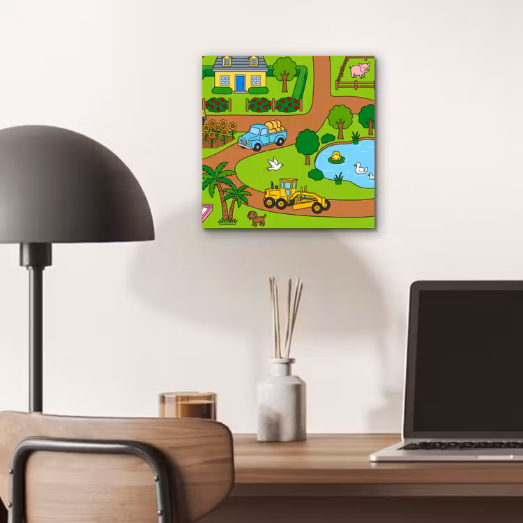 Aluminium schilderij - Platteland - Dieren - Cartoon — 6