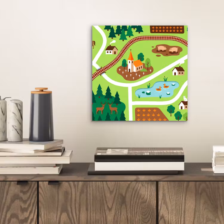 Aluminium schilderij - Platteland - Dieren - Illustratie — 2