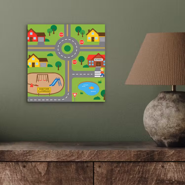 Aluminium schilderij - Stad - Wegen - Cartoon — 3
