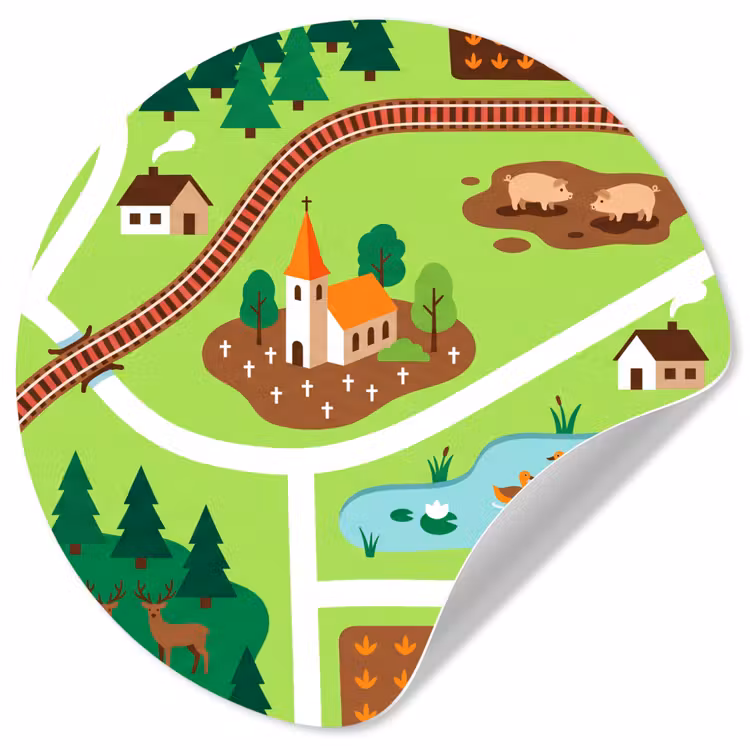 Behangcirkel - Platteland - Dieren - Illustratie — 1